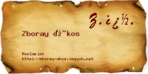 Zboray Ákos névjegykártya